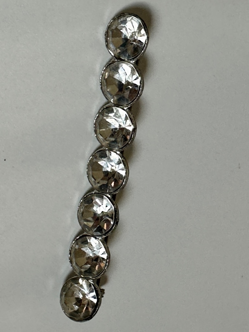 Vintage Rhinestone Bar Brooch Silvertone Lapel Pin Large Unisex